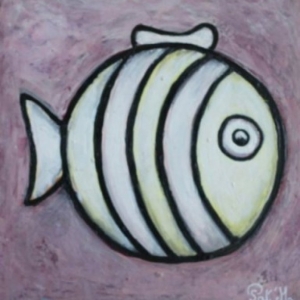 Le poisson blanc lune sur fond violet