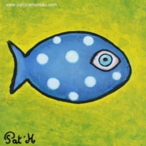 Blue Fish on yellow sea