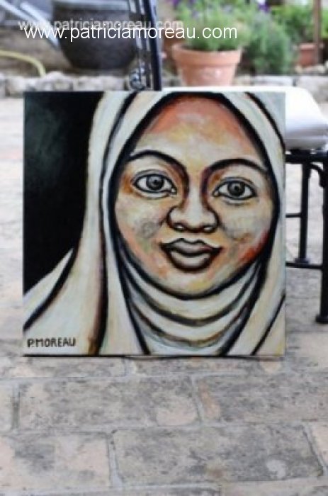 Patricia moreau portrait malaysian woman peinture acrylique femme malaisie