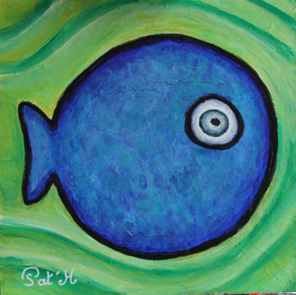 Blue fish painting for kids
