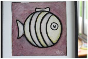 White fish painting with stripes